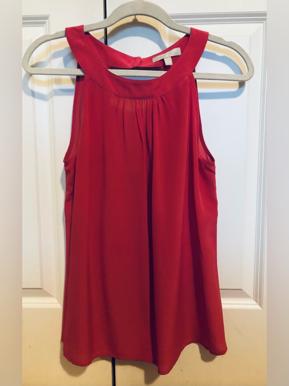 Pink Sleeveless Pleated Neck Tank